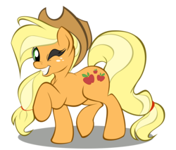Size: 1000x850 | Tagged: safe, artist:lavile, applejack, earth pony, pony, g4, female, mare, one eye closed, simple background, solo, transparent background, wink