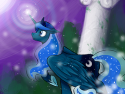 Size: 1200x900 | Tagged: dead source, safe, artist:hahasauce, princess luna, alicorn, pony, g4, female, mare, raised hoof, solo
