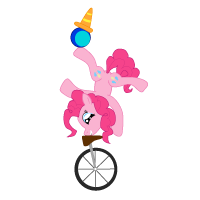 Size: 200x200 | Tagged: safe, artist:valaraukador, pinkie pie, earth pony, pony, g4, balancing, ball, female, mare, random, simple background, solo, traffic cone, transparent background, unicycle