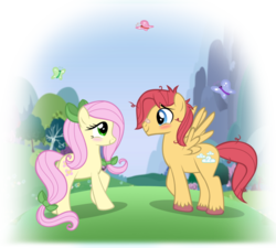 Size: 942x848 | Tagged: safe, artist:lugiaangel, posey, oc, oc only, oc:cloude trotter, oc:petal bloom, oc:petal blush, g1, g4, bandaid, female, g1 to g4, generation leap, male, parent, shipping, straight