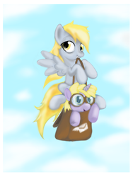 Size: 768x1024 | Tagged: safe, artist:gunslingerpen, derpy hooves, dinky hooves, pegasus, pony, g4, equestria's best mother, female, mare