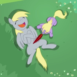 Size: 700x700 | Tagged: safe, artist:phillipfga, derpy hooves, dinky hooves, pegasus, pony, g4, feather, female, mare, tickling