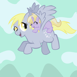 Size: 1000x1000 | Tagged: safe, artist:sirgalahadbw, derpy hooves, dinky hooves, pegasus, pony, g4, equestria's best mother, female, mare