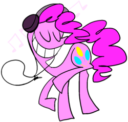 Size: 664x632 | Tagged: safe, artist:ghost, pinkie pie, earth pony, pony, g4, eyes closed, female, headphones, mare, music notes, solo
