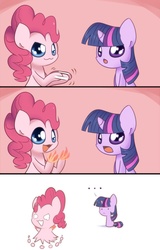 Size: 750x1170 | Tagged: safe, artist:solar-slash, pinkie pie, twilight sparkle, g4, chibi, comic, fire