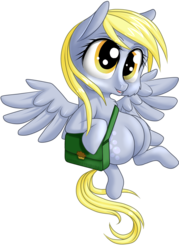 Size: 900x1254 | Tagged: safe, artist:kittehkatbar, derpy hooves, pegasus, pony, g4, chibi, female, mailbag, mare, simple background, solo, transparent background