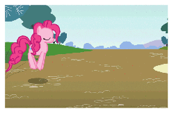Size: 680x446 | Tagged: safe, pinkie pie, earth pony, pony, g4, animated, female, fourth wall, mare, pronking, solo