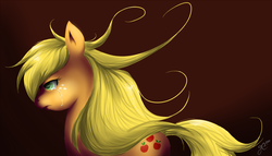 Size: 800x458 | Tagged: safe, artist:rrdz, applejack, earth pony, pony, g4, crying, female, loose hair, mare, simple background, solo