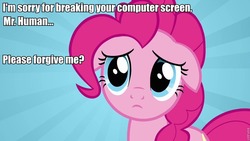 Size: 960x540 | Tagged: safe, pinkie pie, g4, bronybait, fourth wall, sad