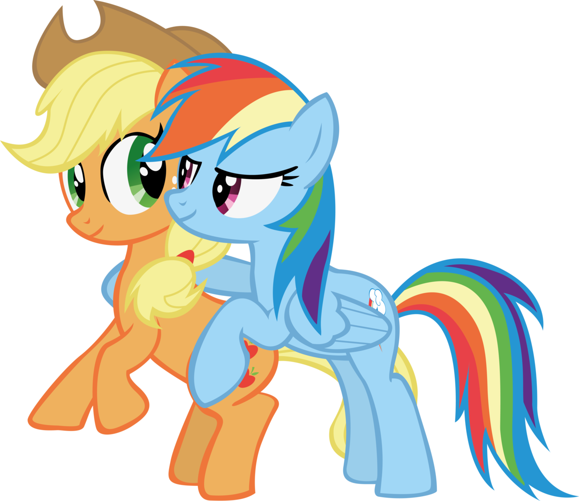 Appledash. Эпплджек и Радуга. Applejack and Rainbow Dash butt Bump.