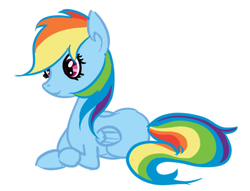 Size: 907x694 | Tagged: safe, artist:fribox, rainbow dash, pegasus, pony, g4, female, lying down, mare, prone, simple background, solo, white background