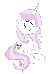 Size: 1084x1495 | Tagged: dead source, safe, artist:fribox, fleur-de-lis, pony, unicorn, g4, blushing, eyes closed, female, mare, simple background, sitting, solo, white background