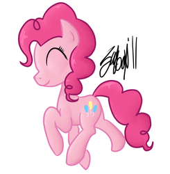 Size: 680x695 | Tagged: safe, artist:fribox, pinkie pie, earth pony, pony, g4, eyes closed, female, mare, simple background, solo, walking, white background