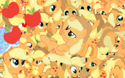 Size: 2560x1600 | Tagged: safe, artist:lightningbolt, applejack, earth pony, pony, g4, clothes, dress, female, froufrou glittery lacy outfit, jackletree, mare, multeity, so much pony, vector, wallpaper