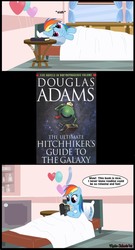 Size: 798x1473 | Tagged: safe, edit, rainbow dash, pegasus, pony, g4, book, female, hitchhiker's guide to the galaxy, mare, meme