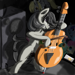 Size: 1800x1800 | Tagged: safe, artist:kittyhawk-contrail, bon bon, derpy hooves, lyra heartstrings, minuette, octavia melody, sweetie drops, earth pony, pony, g4, bipedal, cello, female, mare, musical instrument