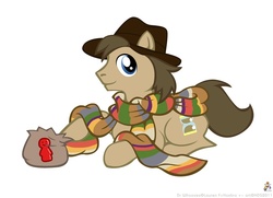 Size: 900x652 | Tagged: safe, artist:raygirl, doctor whooves, time turner, earth pony, pony, g4, clothes, fourth doctor's scarf, male, scarf, solo, stallion, striped scarf