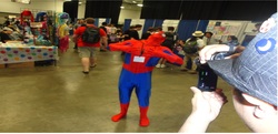 Size: 2500x1208 | Tagged: safe, human, bronycon, clothes, cosplay, costume, irl, irl human, male, meta, photo, spider-man