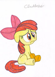 Size: 2471x3490 | Tagged: safe, artist:clouddasher, apple bloom, g4, high res, sad, traditional art