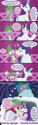 Size: 575x1861 | Tagged: safe, artist:lupinrager, artist:meanmotorscooter, artist:moominded, rarity, spike, and then spike was gay, beefspike, comic, elusive, half r63 shipping, implied transformation, questioning, rule 63, sexually confused, shipping, sparity, spelusive