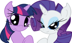 Size: 3038x1843 | Tagged: safe, artist:red-poni, rarity, twilight sparkle, pony, unicorn, g4, duo, female, mare, simple background, transparent background