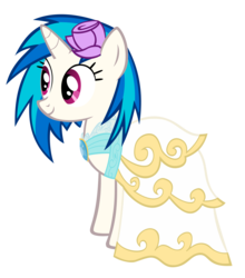 Size: 3498x3969 | Tagged: safe, artist:fluffytuli, dj pon-3, vinyl scratch, pony, unicorn, g4, clothes, dress, female, high res, mare, simple background, solo, transparent background, wedding dress