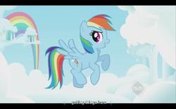 Size: 640x400 | Tagged: safe, screencap, rainbow dash, g4, intro, opening, youtube caption