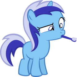 Size: 6000x6025 | Tagged: safe, artist:flizzick, minuette, pony, unicorn, g4, absurd resolution, brushie, female, filly, simple background, solo, toothbrush, transparent background, vector