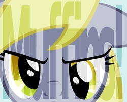 Size: 1280x1030 | Tagged: safe, artist:rinsowaty, derpy hooves, pegasus, pony, g4, female, mare, muffin, quote