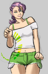 Size: 733x1125 | Tagged: safe, artist:moronsonofboron, sweetie belle, human, g4, belly button, humanized, midriff, older