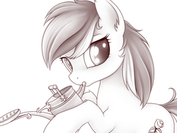 Size: 800x600 | Tagged: safe, artist:rainbow, roseluck, earth pony, pony, g4, female, mare, monochrome, solo
