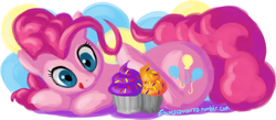 Size: 2793x1215 | Tagged: safe, artist:fauxsquared, pinkie pie, earth pony, pony, g4, cupcake, female, food, mare, solo