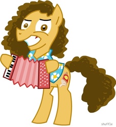 Size: 500x549 | Tagged: safe, artist:shuffle001, earth pony, pony, accordion, hilarious in hindsight, male, musical instrument, ponified, rearing, stallion, weird al yankovic
