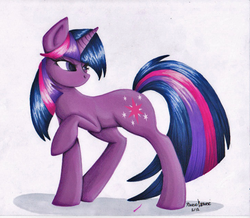 Size: 728x636 | Tagged: safe, artist:xmetalkitty, twilight sparkle, pony, unicorn, g4, female, mare, raised hoof, solo, unicorn twilight