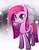 Size: 850x1100 | Tagged: safe, artist:negativefox, pinkie pie, earth pony, pony, g4, female, mare, music notes, pinkamena diane pie, singing, snow, snowfall, solo, winter