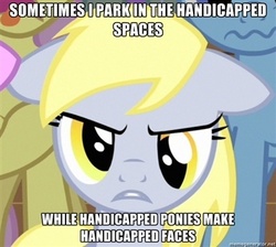 Size: 400x358 | Tagged: safe, artist:ichijoe, derpy hooves, pegasus, pony, g4, bust, caption, denis leary, female, floppy ears, image macro, looking at you, mare, meme, portrait, the asshole song