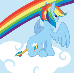 Size: 1683x1665 | Tagged: safe, artist:deadgirlslikeme, rainbow dash, pegasus, pony, g4, cloud, female, mare, sitting, solo