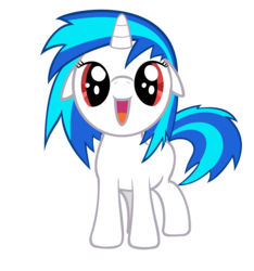 Size: 5000x5332 | Tagged: safe, artist:ninjamissendk, dj pon-3, vinyl scratch, pony, unicorn, g4, absurd resolution, cute, female, filly, floppy ears, foal, hooves, horn, open mouth, red-eye vinyl, simple background, solo, transparent background, vector, vinylbetes