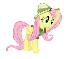 Size: 2000x1616 | Tagged: safe, artist:ninjamissendk, daring do, fluttershy, pony, g4, accessory swap, clothes, costume, female, simple background, solo, transparent background, vector