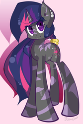 Size: 3344x5000 | Tagged: safe, artist:llamaswithkatanas, twilight sparkle, zebra, zebracorn, g4, solo, zebrafied