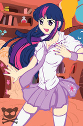 Size: 825x1240 | Tagged: safe, artist:mind-crash, twilight sparkle, human, g4, clothes, humanized, skirt, solo