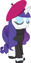Size: 4255x8467 | Tagged: safe, artist:quanno3, rarity, pony, unicorn, g4, absurd resolution, beatnik rarity, beret, clothes, eyes closed, female, hat, mare, simple background, solo, sweater, transparent background, vector