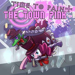 Size: 1000x1000 | Tagged: safe, artist:madmax, gummy, pinkie pie, g4, crossover, peacock (skullgirls), skullgirls