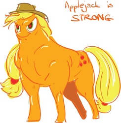 Size: 533x543 | Tagged: safe, artist:synthorange, applejack, earth pony, pony, g4, applejacked, female, huge, mare, musclebeast, muscles, simple background, solo, white background