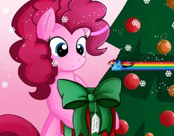 Size: 1100x859 | Tagged: dead source, safe, artist:theorangefactor, pinkie pie, rainbow dash, g4, blob, christmas, christmas tree, chubbie, holiday, tree