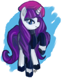 Size: 376x472 | Tagged: safe, artist:aellos, rarity, pony, unicorn, g4, beatnik rarity, beret, clothes, female, hat, mare, simple background, solo, sweater, transparent background