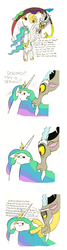 Size: 745x2800 | Tagged: safe, artist:mickeymonster, discord, princess celestia, alicorn, draconequus, pony, g4, comic, discord being discord, duo, simple background, white background
