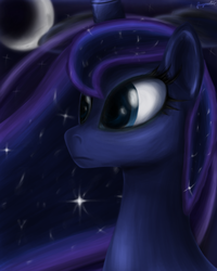Size: 2000x2500 | Tagged: safe, artist:angerelic, princess luna, pony, g4, bust, female, high res, portrait, solo