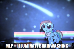 Size: 500x333 | Tagged: safe, rainbow dash, g4, bow, conspiracy