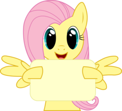 Size: 1596x1448 | Tagged: safe, artist:fluttershyluv, fluttershy, g4, blank, hoof hold, note, simple background, spread wings, transparent background, vector
